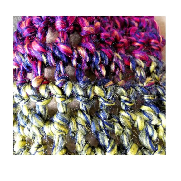 Retro MultiColor Scarf 99x5 Extra Long Chunky Handmade Crochet Hand Knit NWT - Picture 5 of 9